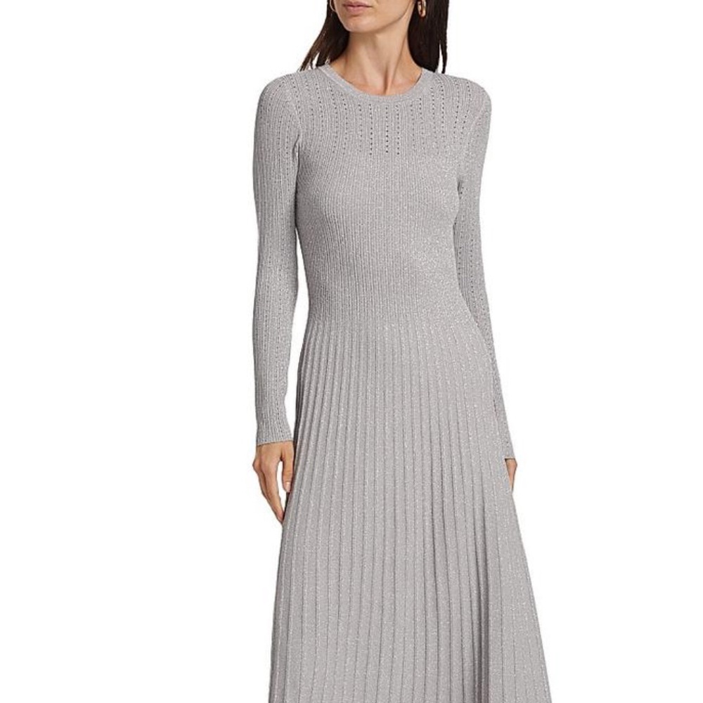 🩶 VERONICA BEARD Women’s Nami Metallic Knit Midi-Dress NWT - Picture 6 of 10